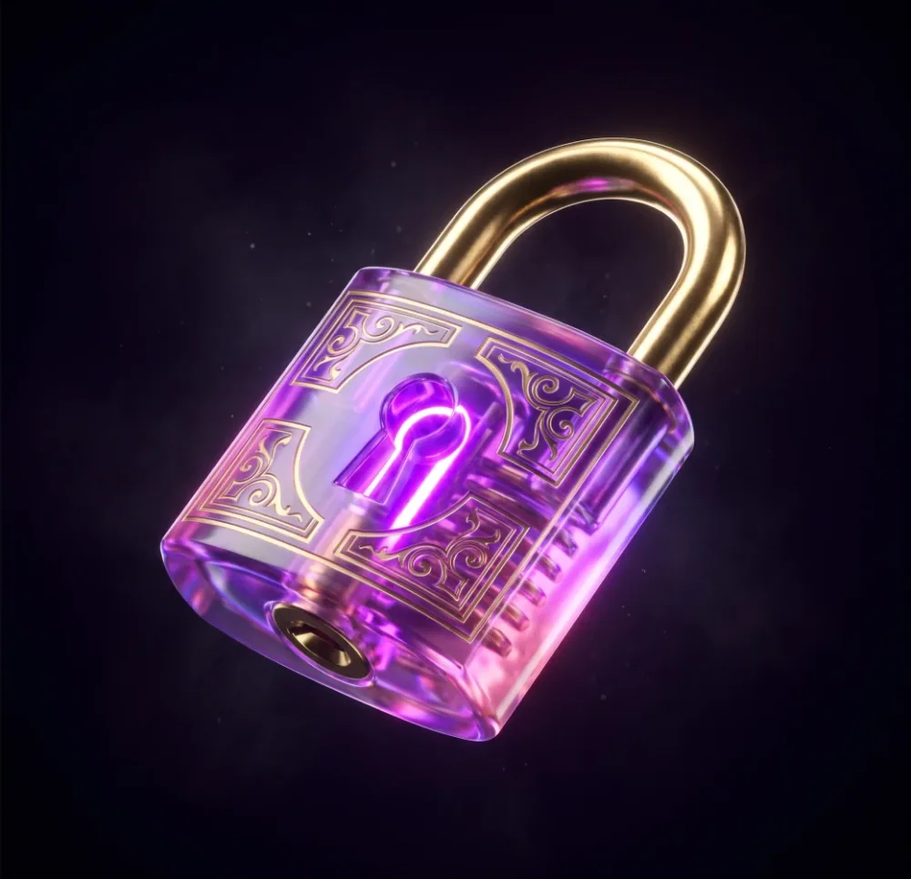 3D purple padlock with gold shackle for trusted Instagram followers growth